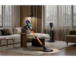 Hyundai Electronics - Draadloze Steelstofzuiger - 155W - Vortex Pro - Met Draaiende Vloerborstel en Oplaad-en Leegstation