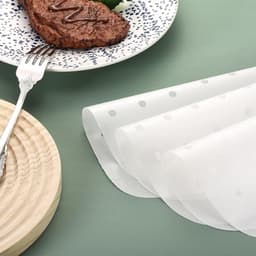 200 Bamboe Airfryer Liners 15,24 cm - Anti-aanbaklaag - Geperforeerd Perkamentpapier - Wegwerp demperpapier - Stoommand - Wit. — thumbnail 5