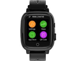 Kindersmartwatch GO (Zwart) - GPS tracker - Whatsapp - Taal: NL/EN/DE/FR/ES/SE etc