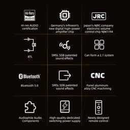 Krachtige Hifi Eindversterker Klasse D met Bluetooth 5.0, USB en RCA - Hoge Resolutie Audio — thumbnail 2