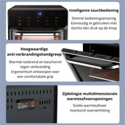 Sensova - Airfryer Oven 10 Liter met Grote Capaciteit - Elektrische Heteluchtfriteuse Zonder Olie met 360° Hete Luchtcirculatie, Multifunctionele Airfryer en Oven voor Gezond Koken voor 4–5 Personen — thumbnail 3
