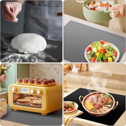 2 Stuks Siliconen Keukenmat - Aanrechtbeschermer - Hittebestendige mat - 40x60 cm - Geschikt voor Airfryer & Koffiemachine - Zwart/Grijs — thumbnail 4