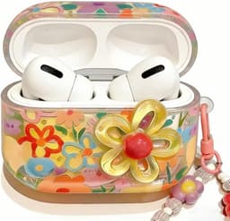 Daity Een beschermhoesje voor AirPods 4 (model 2025), transparant hoesje met sluiting, zacht TPU-materiaal, met sleutelring, 3D kleurrijke bloemen (roze). — thumbnail 2