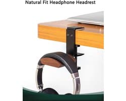 Verstelbare Hoofdtelefoonstandaard met Brede Walnoot Hoofdsteun - Ideale Accessoire voor Gaming en Meer