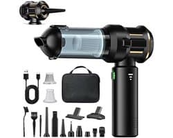 Draadloze Handstofzuiger 4-in-1 Mini Auto Stofzuiger Stofblazer 25.000 Pa Krachtige Zuigkracht Borstelloze Motor 6000mAh Batterij 1-touch Legen EVA-tas voor Auto en Thuis