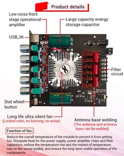 2.1-kanaals Bluetooth digitale versterkermodule met hoge en lage tonen — thumbnail 2