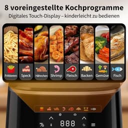 Compacte AirFryer 4.3 Liter met Digitale Touch Display, 1500 Watt en 8 Voorinstellingen — thumbnail 5
