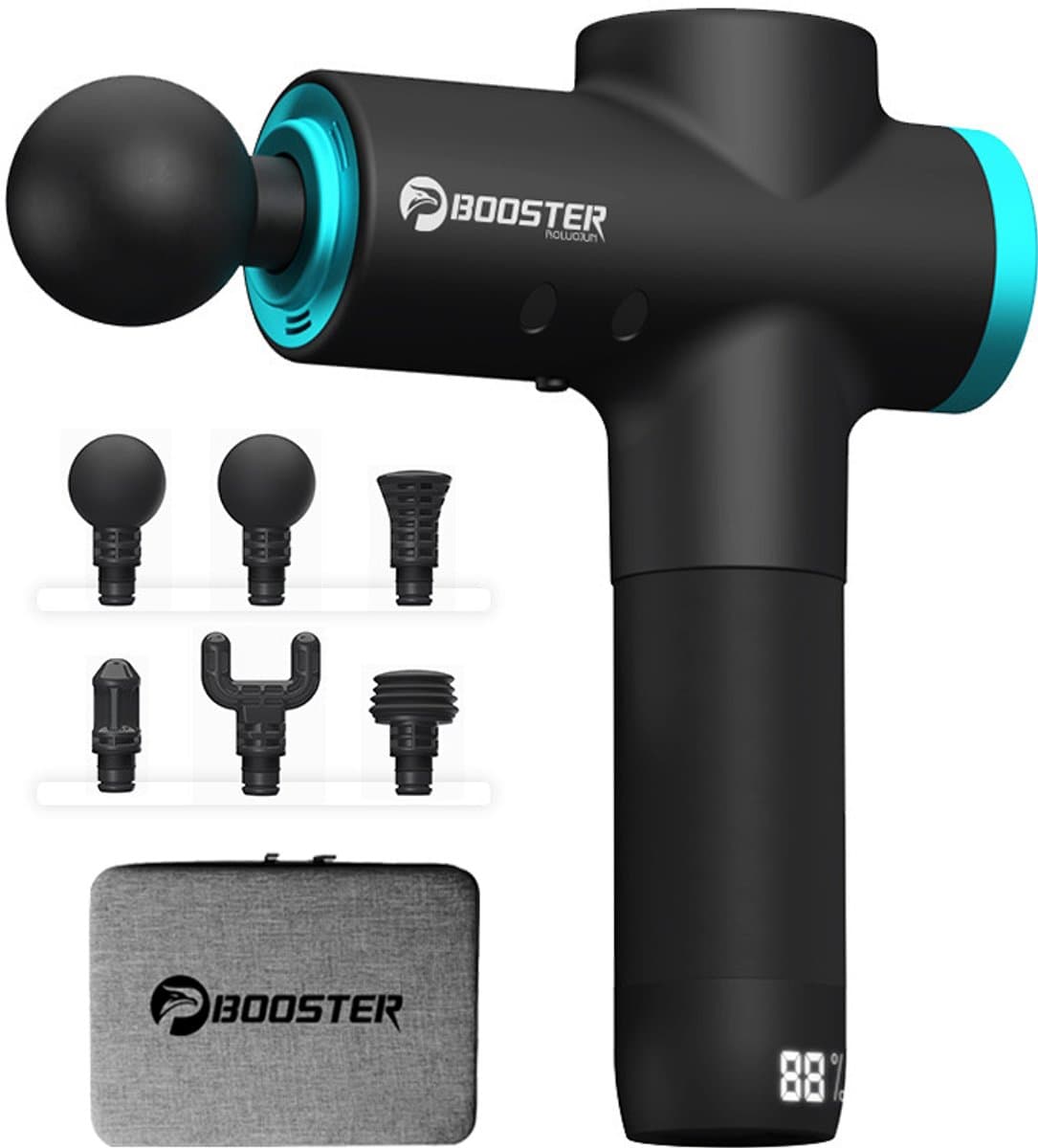 Gloovon® Massage Gun & Massagepistool - Krachtige 12kg Stall Force met AI Smart-Hit - 6 Opzetstukken & LCD Scherm - Draadloos - Zwart — afbeelding 1