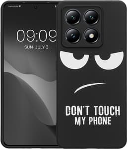 kwmobile telefoonhoesje geschikt voor Xiaomi 14T - Hoesje voor smartphone in wit / zwart - Backcover van TPU - Don't Touch My Phone design — thumbnail 2