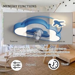 Dimbare Kinderlamp met Plafondventilator en Afstandsbediening - Stil met Timer en 6 Snelheden — thumbnail 3