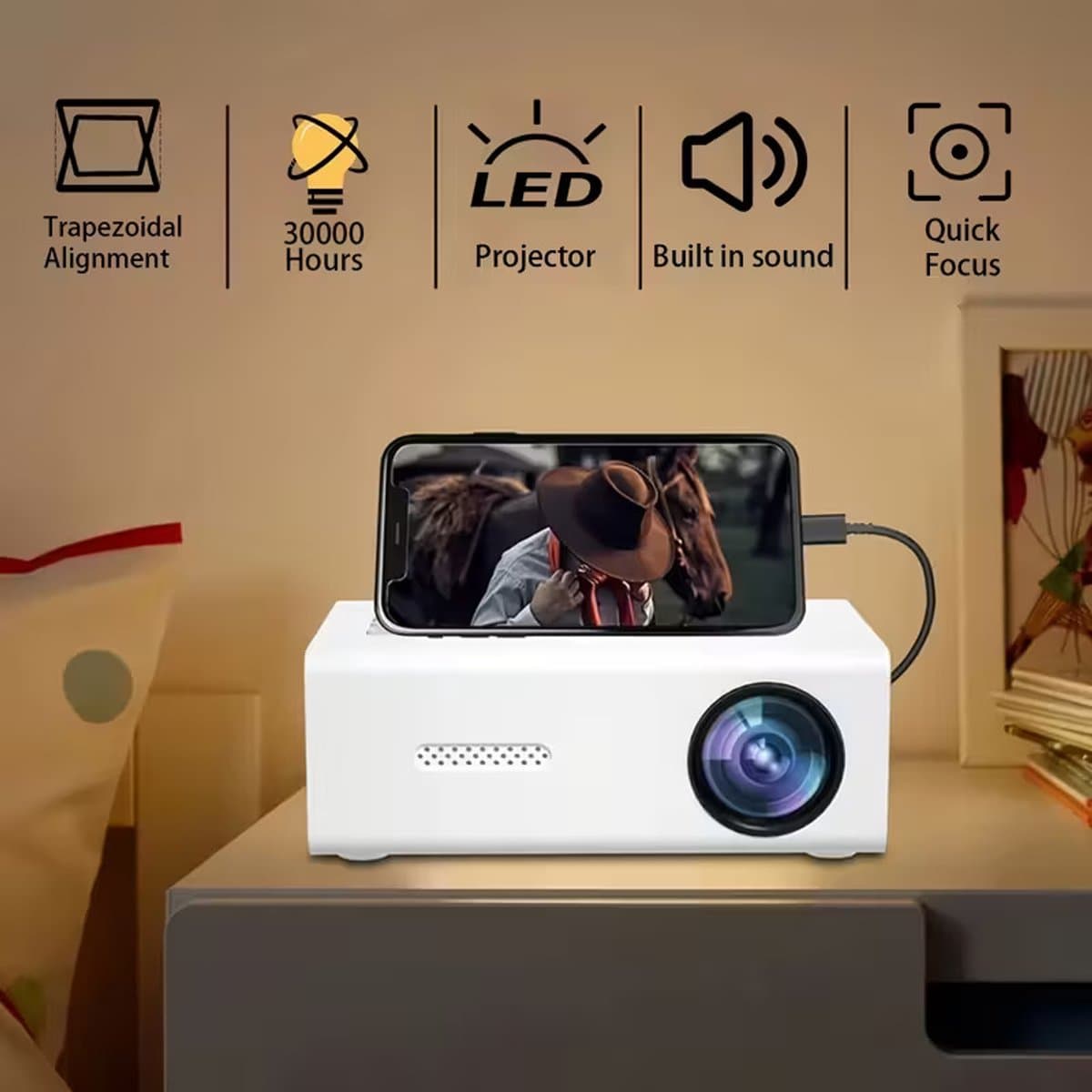 Mini HD‑Projector met Afstandsbediening – Ingebouwde Speakers – Zakmodel — afbeelding 1