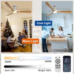 52 inch plafondventilator met licht en app-afstandsbediening – Dimbare ventilator voor lage plafonds met timer en ultra lichte DC-motor — thumbnail 4