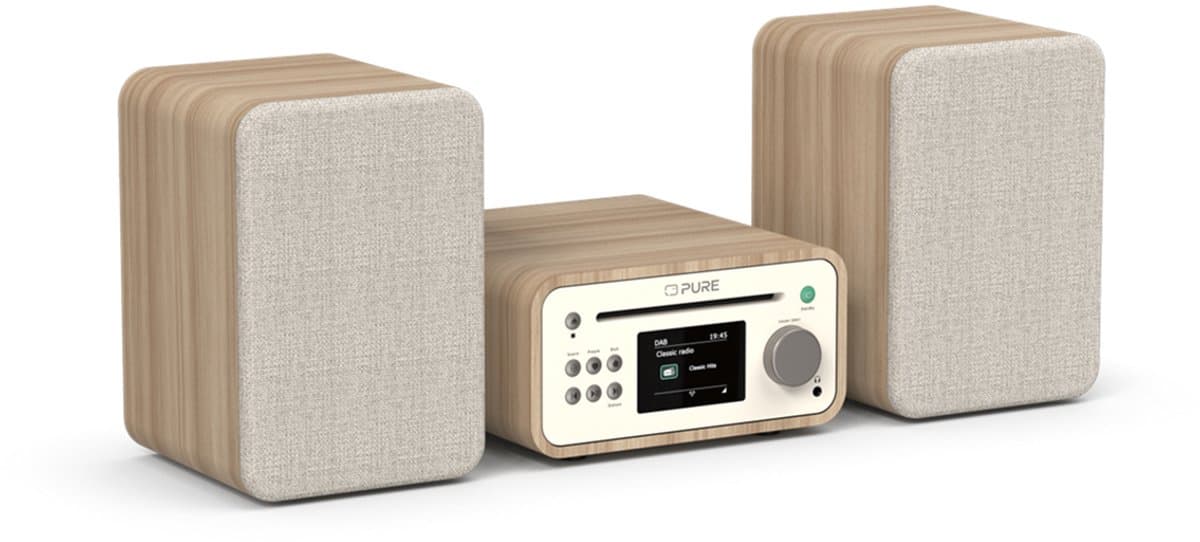 Pure Classic Stereo Mini - Het charmante microstereosysteem, Katoenwit/Eiken — afbeelding 1