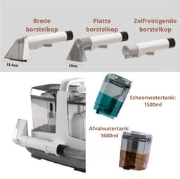 Livista® Vlekkenreiniger - Meubelreiniger - 4-in-1 Tapijtreiniger - 3 Opzetstukken - Grote Watertanks - IPX4 — thumbnail 4