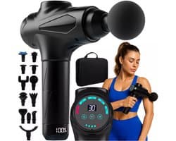 Isomedix massage gun zwart – 30 intensiteitsniveaus met 12 opzetstukken en draagkoffer