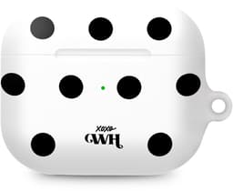 xoxo Wildhearts hoesje geschikt voor AirPods Pro 2 - Polka Dots (Wit) - Ook als telefoonhoesje verkrijgbaar - schokbestendige case - koptelefoonhoesje - Beschermhoes met stippenpatroon - Wit met zwart stippen — thumbnail 1