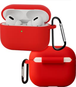 Hoes - Geschikt voor Apple Airpods Pro 3 - Siliconen Hoesje met Clip - Silicone Case Cover - Rood — thumbnail 1