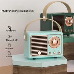 Retro Bluetooth Luidspreker - Draadloze Mini Speaker 10x7x5 cm - Vintage Design - Bluetooth 5.0 - Krachtig Geluid - Langdurige Speeltijd - Blauw — thumbnail 3