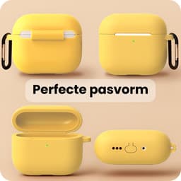 Hoesje - Geschikt voor Apple Airpods Pro 3 - met Clip - Siliconen Hoes - Silicone Case Cover - Geel — thumbnail 3