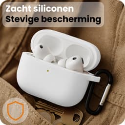 Hoesje - Geschikt voor Apple Airpods Pro 3 - met Clip - Siliconen Hoes - Silicone Case Cover - Wit — thumbnail 4