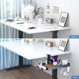 Rotating Clamp Desk Organizer - 360° Organizer with Headphone Hanger, Phone Slot, Cup Holder and Cap Holder - No Drilling Required for Home Office — thumbnail 5