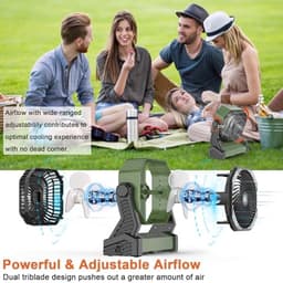 Oplaadbare Camping Ventilator met LED Lamp en 20.000 mAh Accu | Draagbare Tentventilator voor Buiten — thumbnail 3