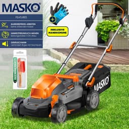MASKO® Accu Grasmaaier ECO-X10 incl. 1 Li-Ion accu 4 Ah & dubbele lader – Grastrimmer, 25-75 mm snijhoogteverstelling, 33/37/43 cm snijbreedte, incl. handschoenen & borstel — thumbnail 4
