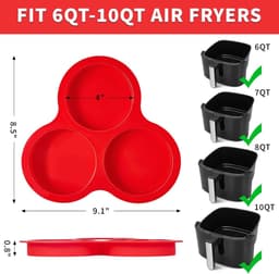 2-pack siliconen eivormpjes voor de airfryer, 10 cm grote ronde muffinvormpjes voor ontbijtsandwiches, eiernuggets, hamburgers, eierpasteitjes en pannenkoeken — thumbnail 5