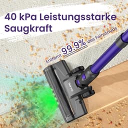 NETTLIFE Steelstofzuiger - Akku - 40 min looptijd - 500 W - 2 in 1 vloerwisser - Draadloze Accustofzuiger - 40KPa - Paars - 4 Zuigniveaus Vacuum Cleaner - met zelfstaande functie - met groen Licht - ideaal voor harde vloeren | tapijten | dierenharen — thumbnail 4