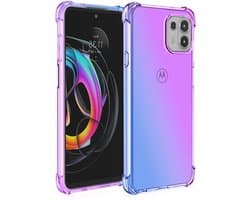 Allecto Plus - Ultra Slim Transparante Antimodder Siliconen Zachte Schokbestendige TPU Bumper Hoes voor Smartphones in Paars/Blauw Design