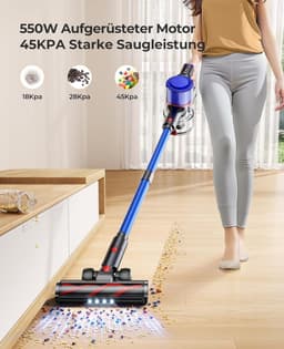 RFWR® Draadloze stofzuiger 40 kPa/450 W met 55 min looptijd en aroma-functie - krachtige kruimelzuiger voor vloeren en tapijten — thumbnail 4