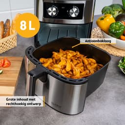 TZS First Austria Airfryer - Heteluchtfriteuse - 8L - 1700W - 80ºC tot 200ºC - Zwart — thumbnail 3
