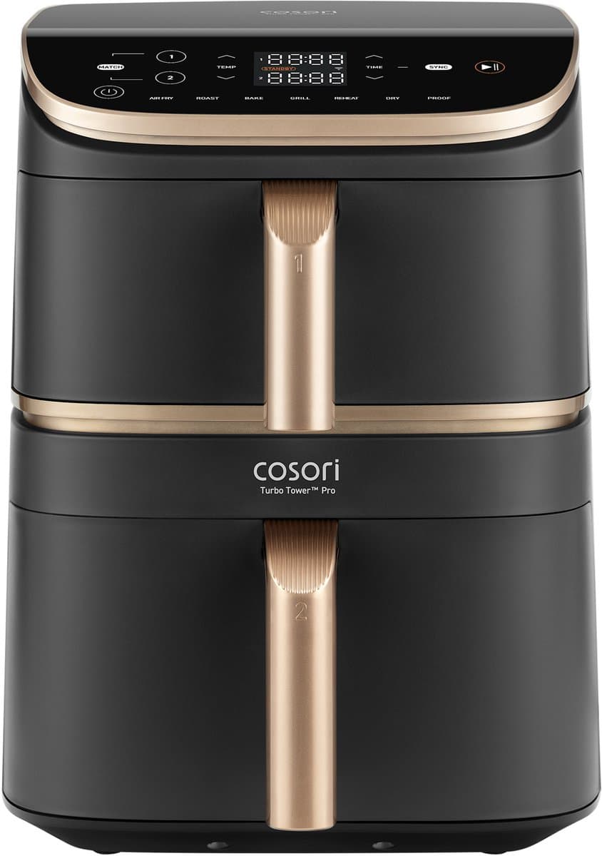 Cosori Turbo Tower Pro Smart Enkel 10,8 l Vrijstaand 2630 W Heteluchtfriteuse Zwart, Goud — afbeelding 1