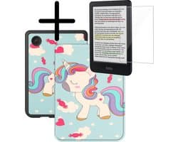 Hoes Geschikt voor Kobo Clara Colour Hoesje Bookcase Cover Hoes Met Screenprotector - Hoesje Geschikt voor Kobo Clara Colour Hoes Cover Case - Eenhoorn