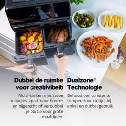 Lauben Airfryer xxl - Dubbele Airfryer - Airfryer - Heteluchtfriteuse - Duaal Koken - 8 L - 2700W - Zwart — thumbnail 2