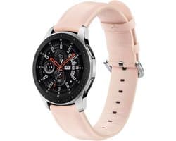 Universeel 20MM Horloge Bandje / Smartwatch Bandje Echt Leer met RVS Gespsluiting Roze
