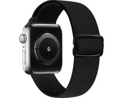 By Qubix - Geschikt voor Apple Watch bandje - Solo Loop Nylon bandje - Zwart - Geschikt voor Apple Watch 38 mm / 40 mm / 41 mm / 42 mm - Smartwatch bandje - nylon - bandje iWatch