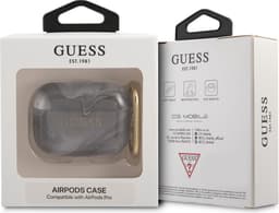 Guess Shiny Marmer AirPods Pro Case Zwart — thumbnail 4