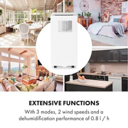 Klarstein mobiele airconditioner met luchtafvoerslang, 4-in-1 airconditioner met ventilator, luchtontvochtiger & nachtmodus, kleine & draagbare airconditioner voor thuis & op kantoor, app-bediening, 7000 BTU - voor 23 m² - Afstandsbediening 3-in-1 — thumbnail 16