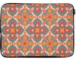 Laptophoes 13 inch - Patroon - Hippie - Oranje - Laptop sleeve - Binnenmaat 32x22,5 cm - Zwarte achterkant