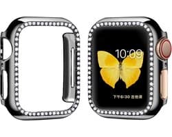 Strap-it Diamond Case - Geschikt voor Apple Watch case - Hoesje geschikt voor Apple Watch 4/5/6/SE case - Zwart - iWatch cover voor maat 40 mm