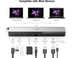 VAVA USB C Hub Docking Station EU with 36W Adapter, 100W PD, Ethernet Port, SD Card Slot, 2 x USB 3.1, 2 x USB 2.0, QC 3.0 Ports, PD 3.0 Port, DC in Port for MacBook Pro and Type C Windows Laptop
