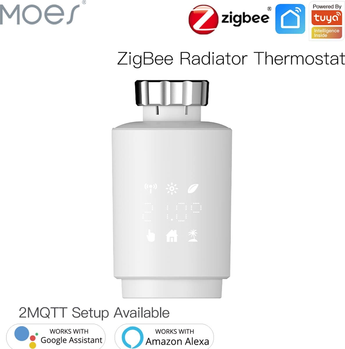MOES Tuya ZigBee Slimme Radiator Thermostaat - Slimme Radiatorknop - Tuya Smart Life - Werkt alleen met ZigBee router — afbeelding 1