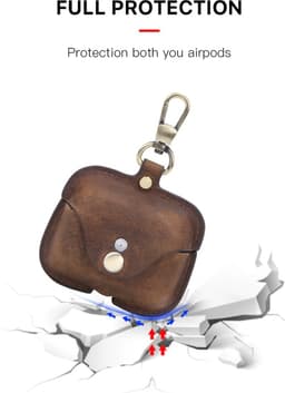BUGOLINI Nero - Echt lederen hoes - Handgemaakt - Beschermhoes - Case - Geschikt voor Apple Airpods 3 / Airpods Pro - Koffie — thumbnail 4