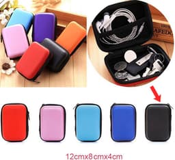 Hardcase - Oortjes Hoesje - Opberg Tas Voor Oortjes - Kabeltasje - Reistasje - Rechthoek - Zwart — thumbnail 2
