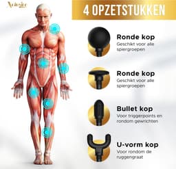 Xclusive-lifestyle® Massage Gun – Krachtig en Uiterst Stil Massage Pistool voor Spierherstel, Pijnverlichting en Ontspanning - 6 Intensiteitsstanden - 4 Massagekoppen – Draagbaar en Compact - Oplaadbaar — thumbnail 4