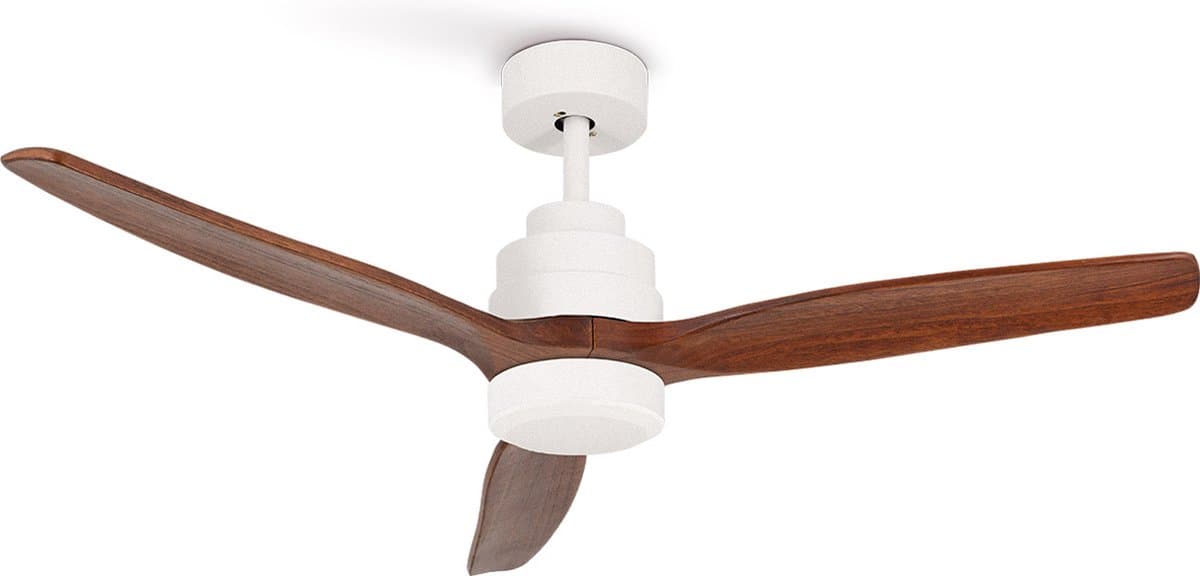 CREATE - Plafondventilator 40W silent Ø132 cm - Met Verlichting drie temperaturen - Met Afstandsbediening - 6 Snelheden - Timer - Zomer/Winter functie - Wit - WIND STYLANCE — afbeelding 1
