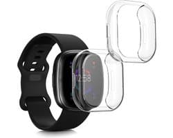 kwmobile 2x smartwatch hoes geschikt voor Fitbit Versa 4 / Sense 2 hoesje - Siliconen sporthorloge cover - Activity tracker case in transparant