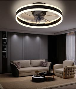 Ventilator Lamp - Smart Lamp - 6 Standen - Dimbaar - Zwart - Kroonluchter Ventilator - Chandelier Fan - Woonkamer Lamp - Ventilator Lampen — thumbnail 3