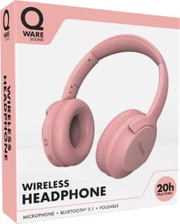Qware - Draadloze Koptelefoon - Draadloos- Bluetooth 5.1 - Headset - Headphone - Volumeknoppen - USB-C - 20h luisteren op 50% - Vouwbaar Design - Roze — thumbnail 4